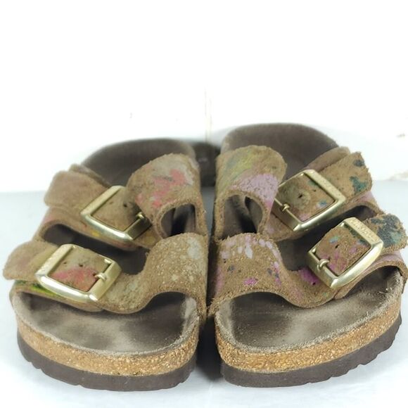 BIRKENSTOCK Women's Arizona US6 EU37 Flower Crush Mocca Suede Slide Sandals - Picture 5 of 16